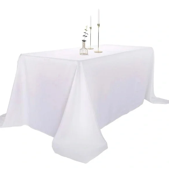2 pack 90x132 Inch White Rectangular Tablecloth - Picture 2 of 6
